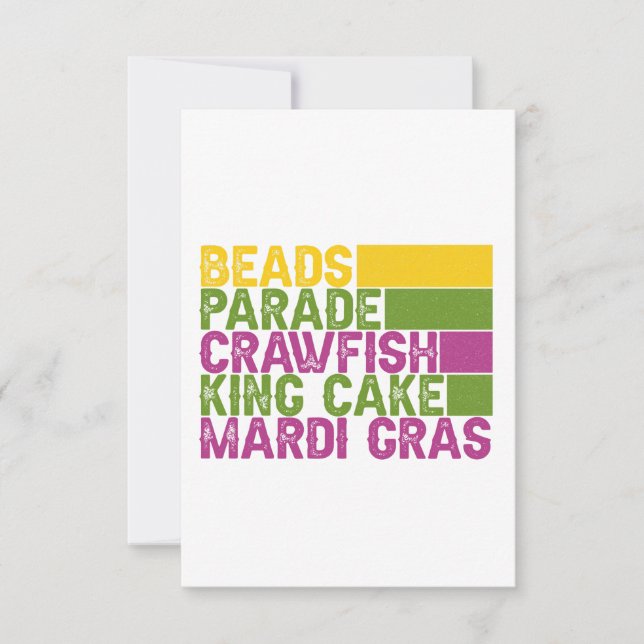 Beads Parades King Cake Crawfish Mardi Gras Gift  Thank You Card (Front)