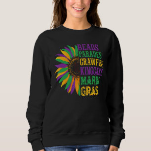 Beads Parades King Cake Mardi Gras Sunflower Nola Sweatshirt