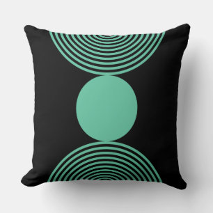 Beads Pattern In Black And Turquoise Throw Pillow