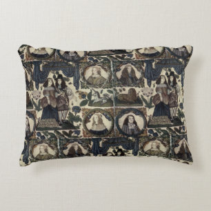 Beadwork Embroidery Charles II and his Queen Decorative Cushion