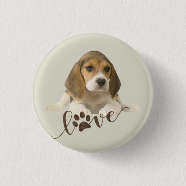 Beagle   3 cm round badge (Front)