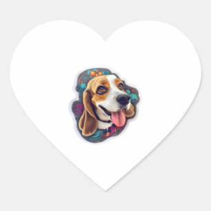 Beagle 4 heart sticker