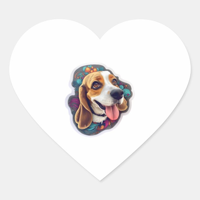 Beagle 4 heart sticker (Front)