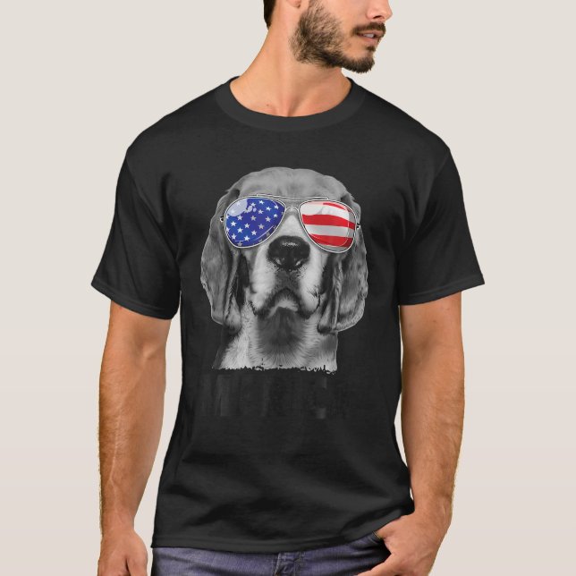 Beagle 4th of July Merica Sunglasses Men USA Ameri T-Shirt (Front)