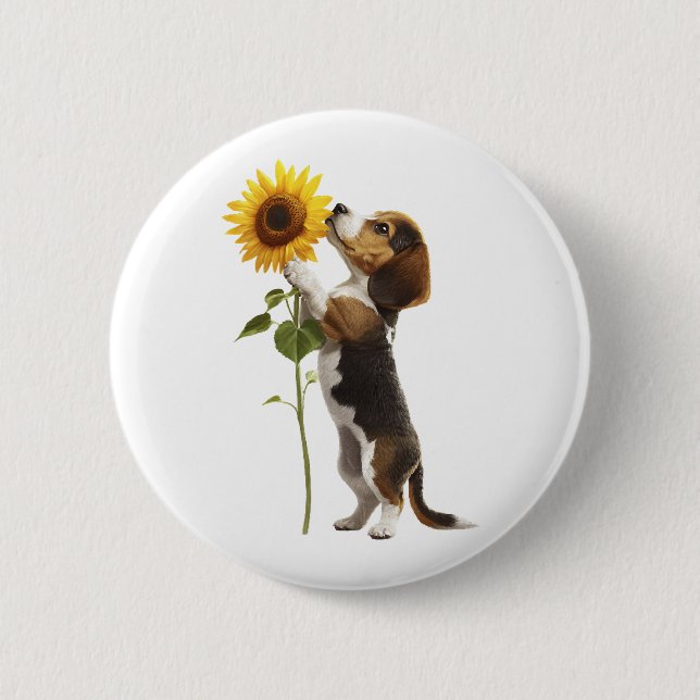 Beagle  6 cm round badge (Front)