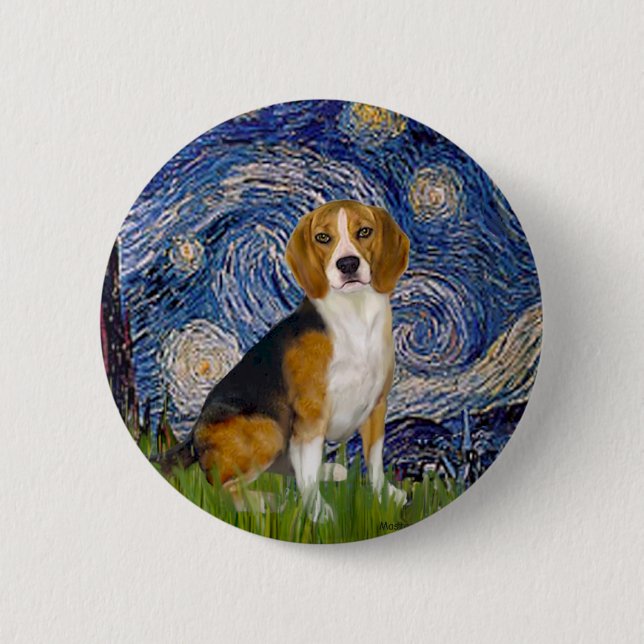 Beagle 7 - Starry Night 6 Cm Round Badge (Front)