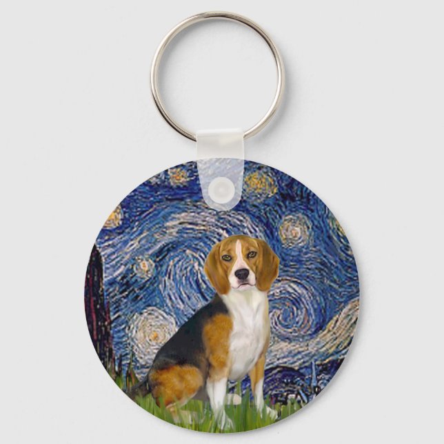 Beagle 7 - Starry Night Key Ring (Front)