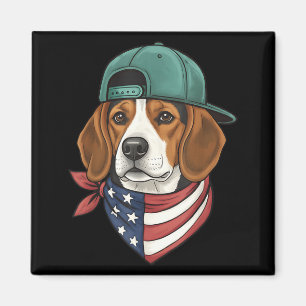 Beagle Aamerican Flag Dog - Patriotic Usa Dog Mum Magnet