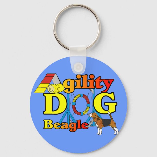 Beagle Agility Gifts Key Ring (Front)