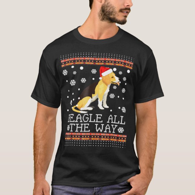Beagle All The Way-Ugly Beagle Sweater Christmas (Front)