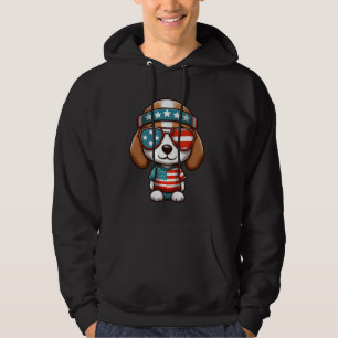 Beagle American Day Flag Dog 4th of July Hoodie