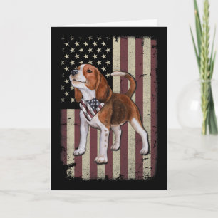 Beagle American Flag Bandanna Patriotic 4th Of Jul Card