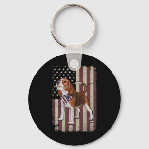 Beagle American Flag Bandanna Patriotic 4th Of Jul Key Ring