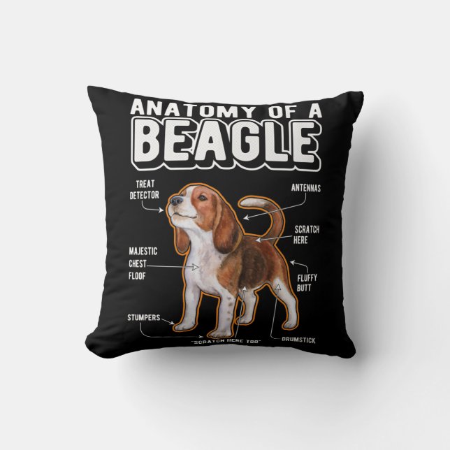 Beagle Anatomy Funny Dog Cushion (Front)