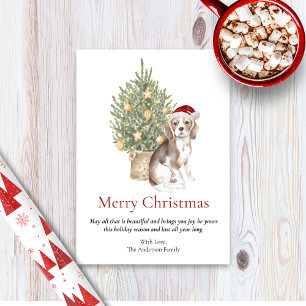 Beagle and Christmas Tree Pet Dog Holiday Card