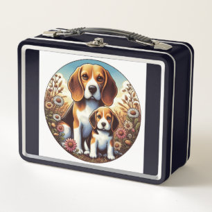 Beagle and Puppy, Metal Lunch Box