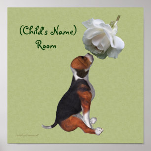 Beagle And Rose Kids Room Personalised  Poster