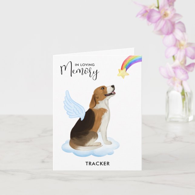 Beagle Angel Dog Memorial Pet Loss Sympathy  Card (Orchid)
