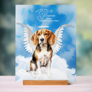 Beagle Angel Dog Name Pet Memorial Acrylic Sign