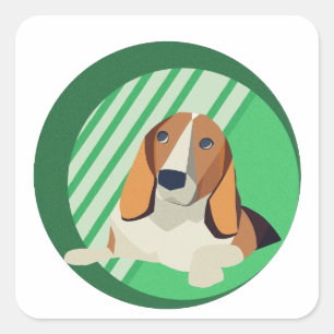 Beagle Art Square Sticker
