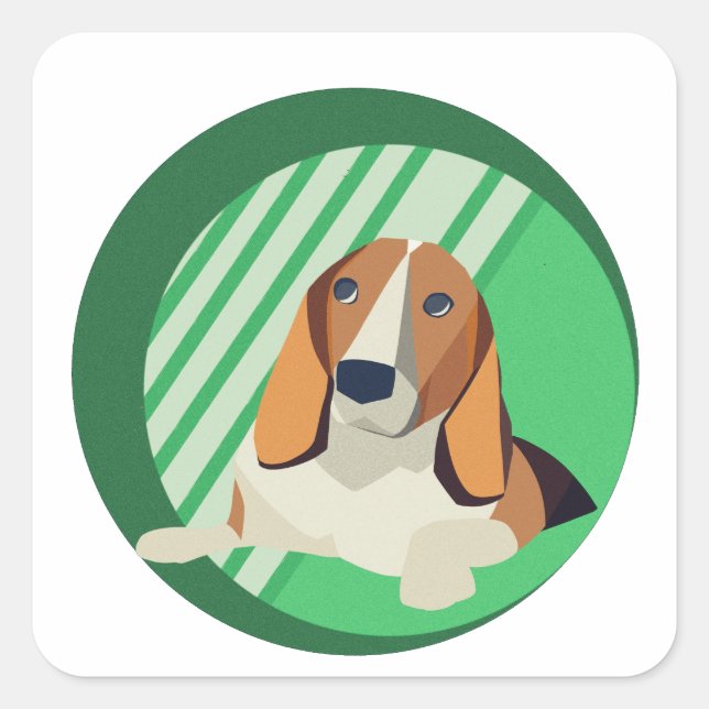 Beagle Art Square Sticker (Front)