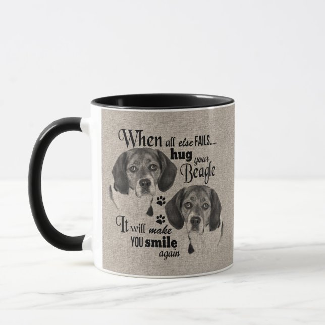 Beagle art when everything fails quote mug (Left)