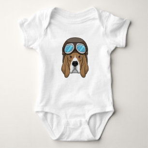 Beagle as Pilot with Pilot hat Baby Bodysuit
