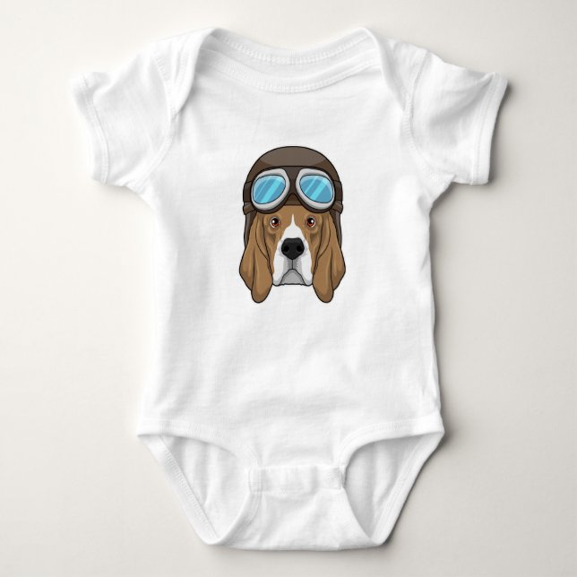 Beagle as Pilot with Pilot hat Baby Bodysuit (Front)