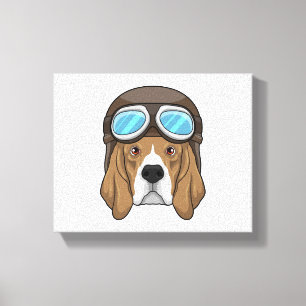 Beagle as Pilot with Pilot hat Canvas Print