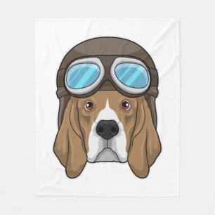 Beagle as Pilot with Pilot hat Fleece Blanket