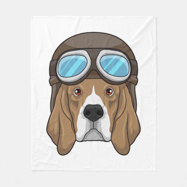 Beagle as Pilot with Pilot hat Fleece Blanket (Front)