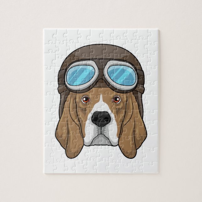 Beagle as Pilot with Pilot hat Jigsaw Puzzle (Vertical)