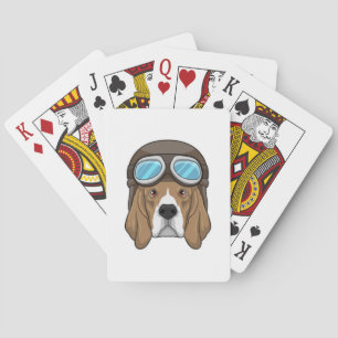 Beagle as Pilot with Pilot hat Playing Cards