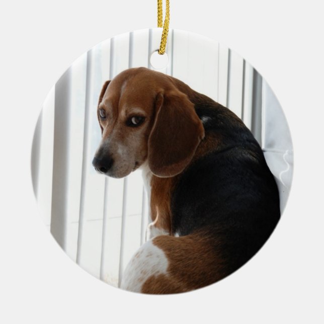 beagle attitude ceramic tree decoration (Front)