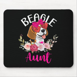 Beagle Aunt Floral Valentine Design Dog Lover Aunt Mouse Pad