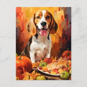 Beagle Autumn Thanksgiving  Postcard