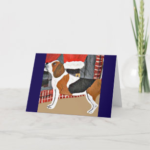 Beagle Barking at Santa Card
