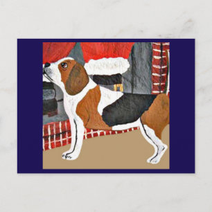 Beagle Barking at Santa Postcard