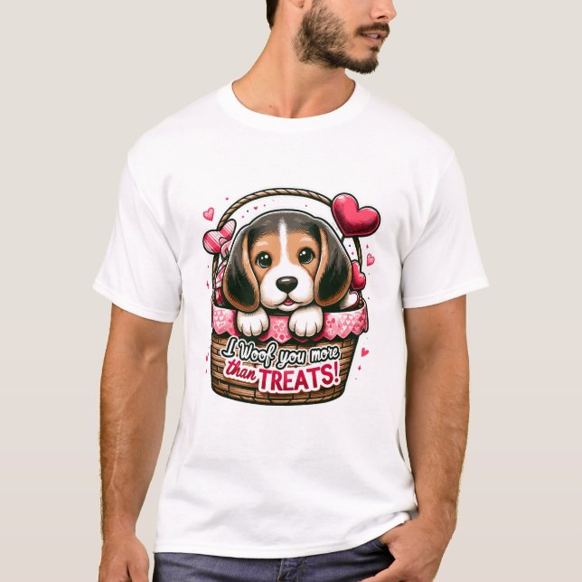 Beagle Basket of Love - Paws and Heartfelt Wishes T-Shirt (Front)