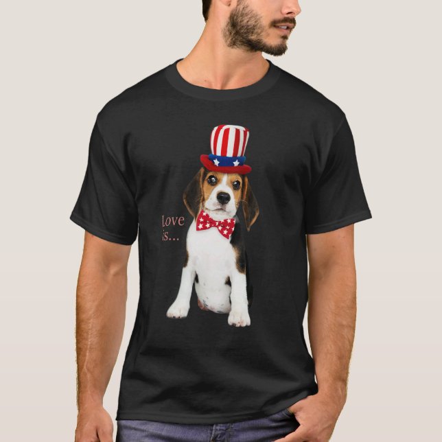 Beagle  Beagles Love Is Dog Mum Dad Puppy Pet Cute T-Shirt (Front)