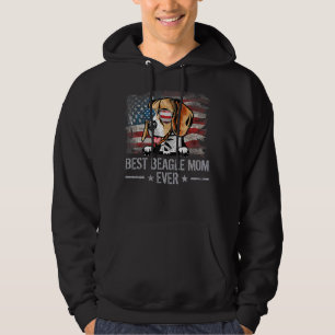 Beagle Best Dog Mum Ever Retro Usa American Flag Hoodie