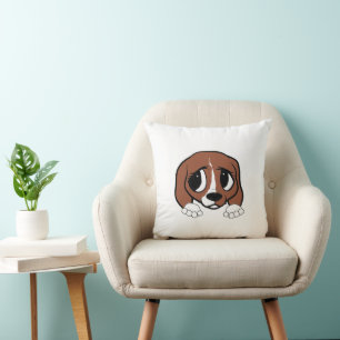 Beagle Black Red White Peeking Cartoon Cushion