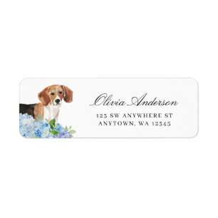 Beagle Blue Hydrangea Return Address Label