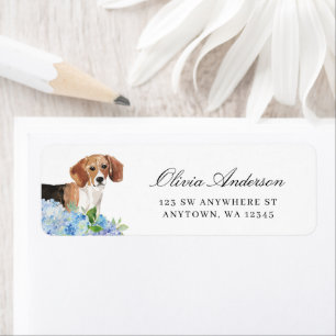 Beagle Blue Hydrangea Return Address Return Address Label