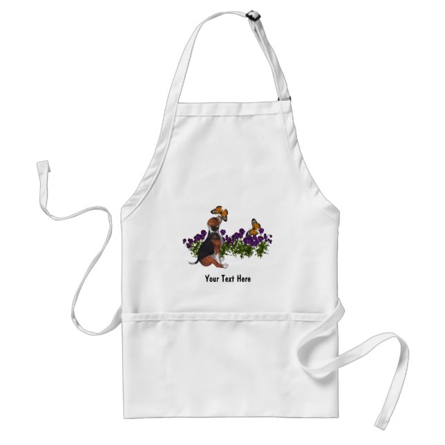 Beagle Butterflies Flowers Animal Apron (Front)