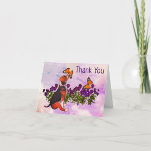 Beagle Butterflies Flowers Thank You Card