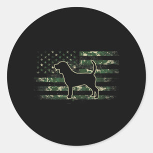 Beagle Camouflage American Flag USA Dog Lover Classic Round Sticker