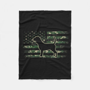 Beagle Camouflage American Flag USA Dog Lover Fleece Blanket