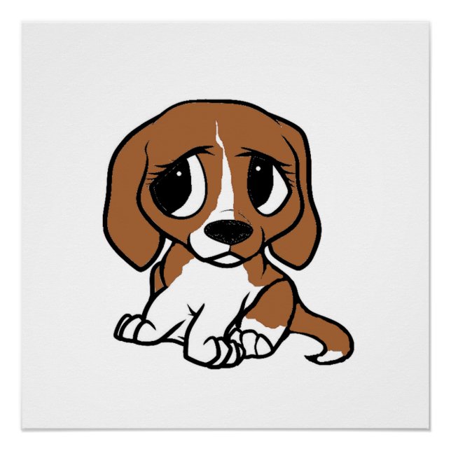 beagle cartoon red white poster (Front)