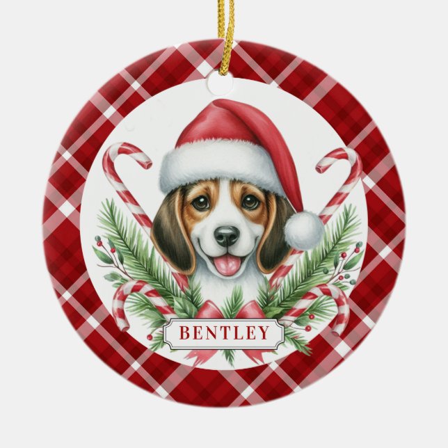 Beagle Ceramic Circle Ornament (Front)